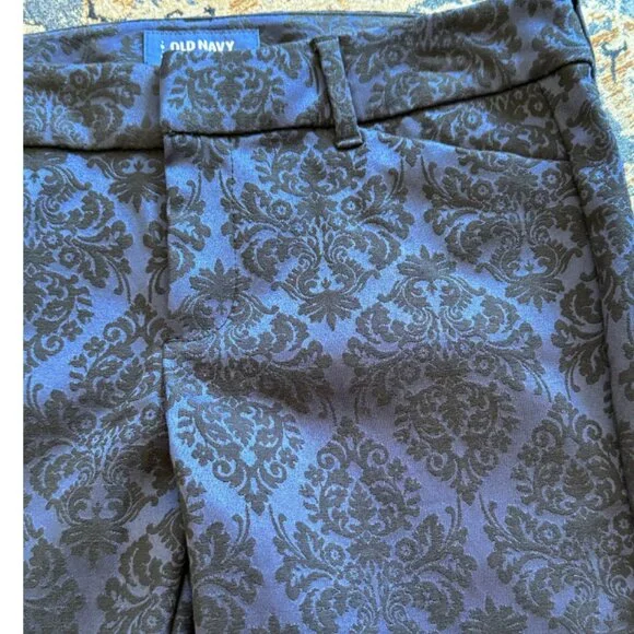 Old Navy Mid Rise Pixie Jacquard Pants size 4 in Blue Jacquard - Picture 4 of 10
